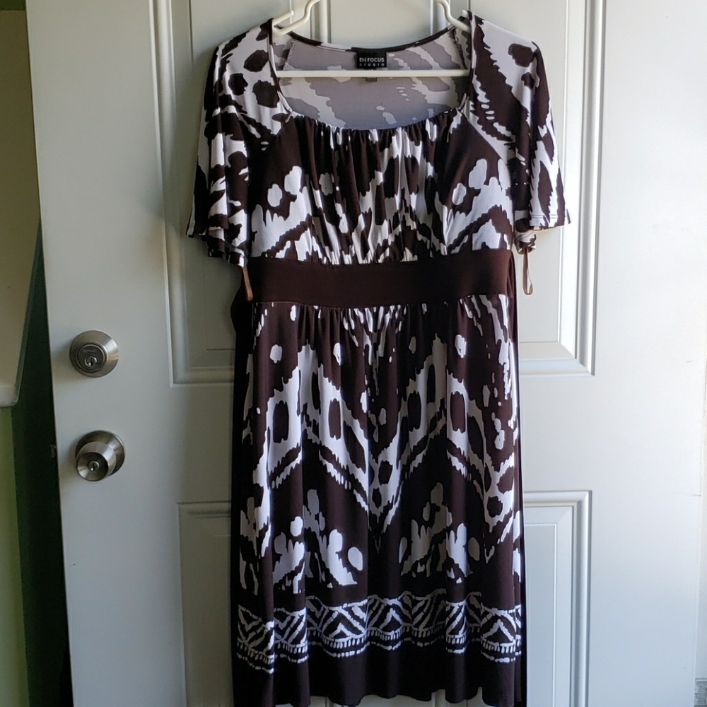 Brown and white dress